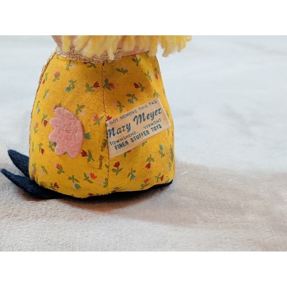 Vintage Mary Meyer Stuffed Doll Yellow Yarn Hair Floral Dress Vermont 6 Inch main image 3
